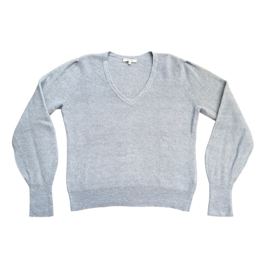 Madewell V-Neck Sweater Alpaca Light Blue Minimalist Layering Piece Capsule